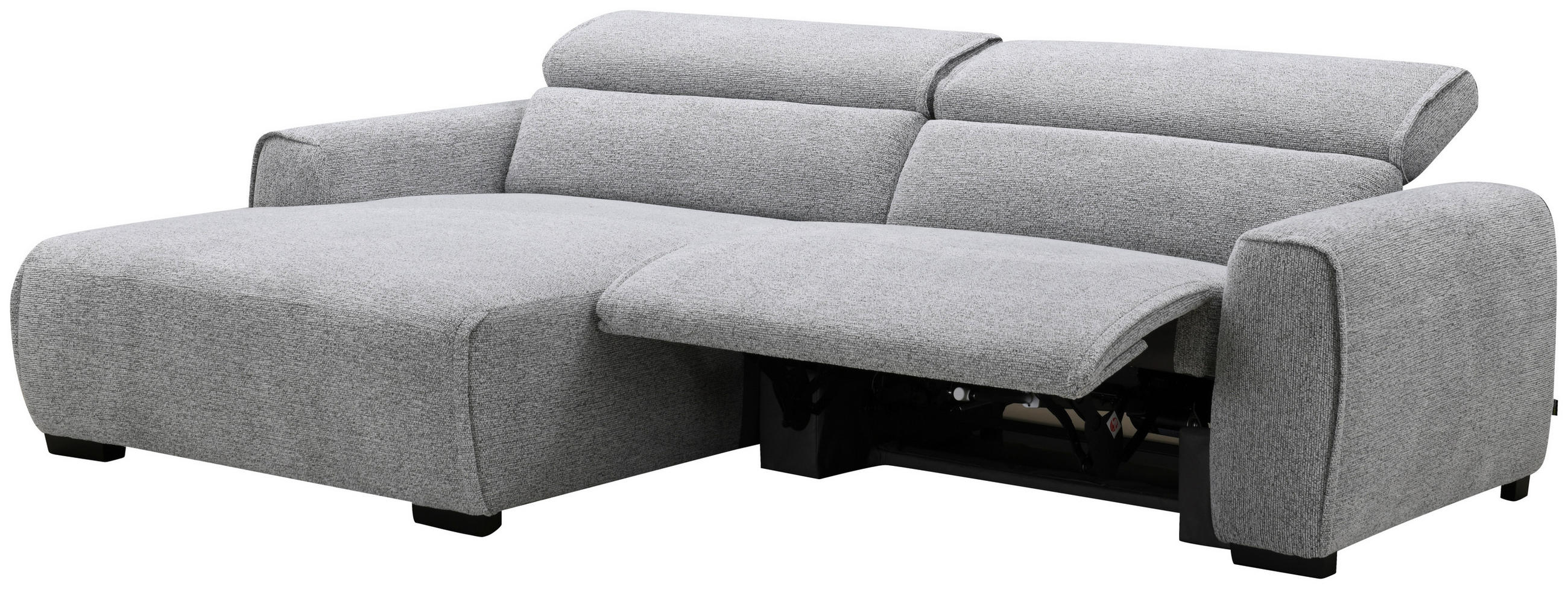 ECKSOFA Hellgrau Mikrofaser  - Hellgrau/Schwarz, Design, Textil/Metall (172/256cm) - Carryhome