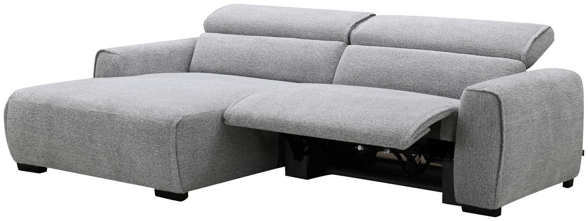 ECKSOFA Hellgrau Mikrofaser  - Hellgrau/Schwarz, Design, Textil/Metall (172/256cm) - Carryhome
