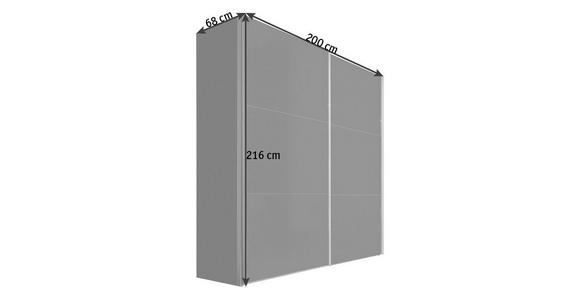 SCHWEBETÜRENSCHRANK in Eichefarben, Weiß - Eichefarben/Alufarben, Design, Holzwerkstoff/Metall (200/216/68cm) - Hom`in