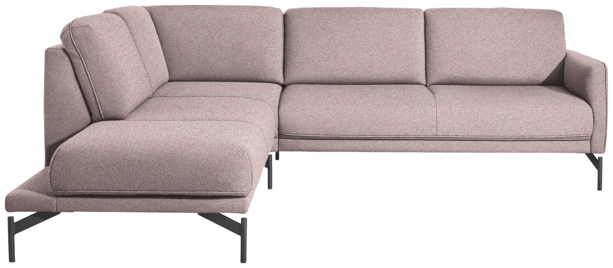 ECKSOFA in Struktur, Flachgewebe Rosa  - Anthrazit/Rosa, Design, Textil/Metall (230/254cm) - Johann Jakob