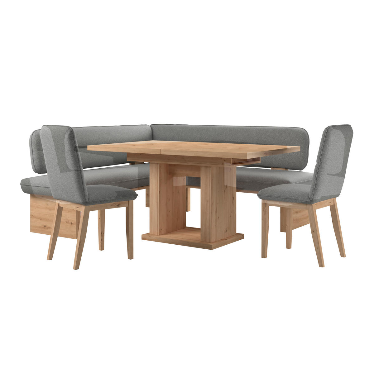 ECKBANK 170/212 cm Webstoff Grau Eiche Sperrholz   - Eichefarben/Grau, KONVENTIONELL, Holz/Textil (170/212cm) - Livetastic