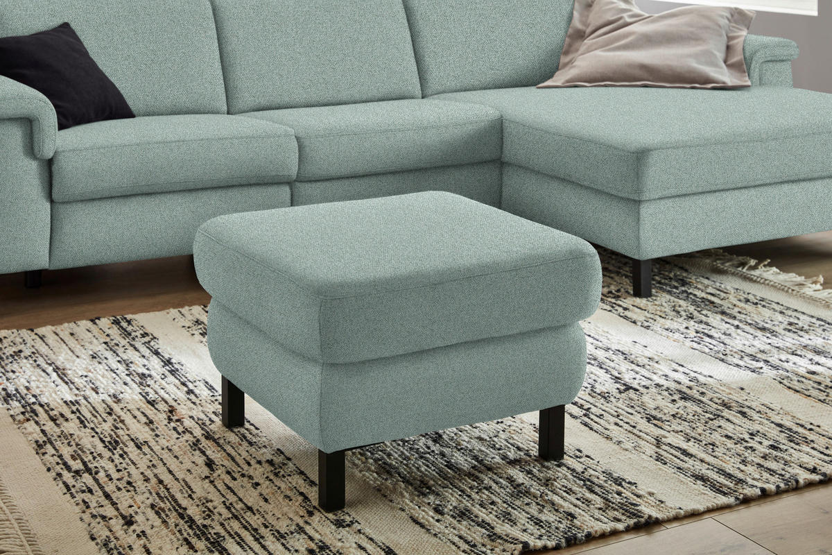 HOCKER in Textil Mintgrün  - Schwarz/Mintgrün, Konventionell, Textil/Metall (69/47/69cm) - Pure Home Comfort
