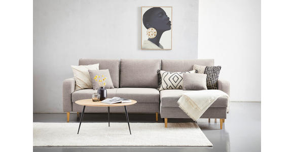 ECKSOFA in Flachgewebe Naturfarben - Eiche Wotan/Naturfarben, KONVENTIONELL, Holz/Textil (255/157cm) - Carryhome