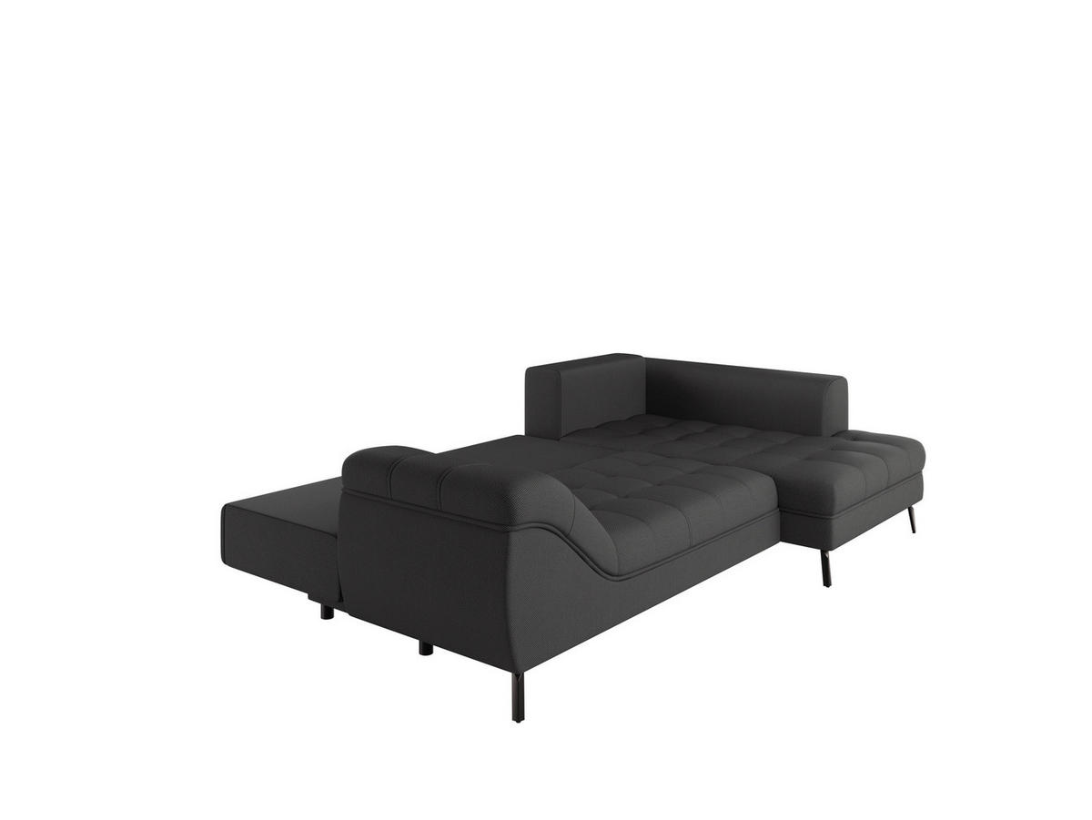 Ecksofa inkl. Funktionen in Webstoff Anthrazit  - Anthrazit/Schwarz, Modern, Textil/Metall (279/177cm)