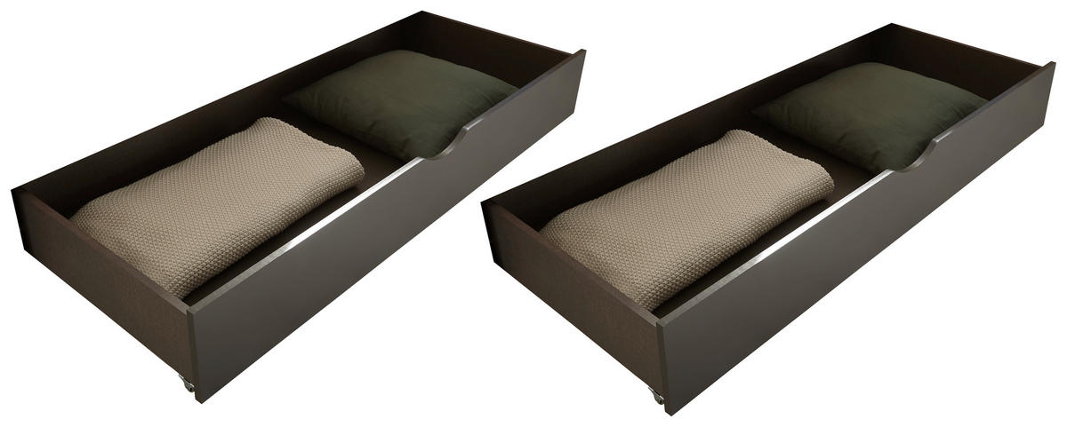 BETTKASTENSET  Graphitfarben  - Graphitfarben, Konventionell, Holzwerkstoff/Kunststoff (137/19/62cm) - Carryhome