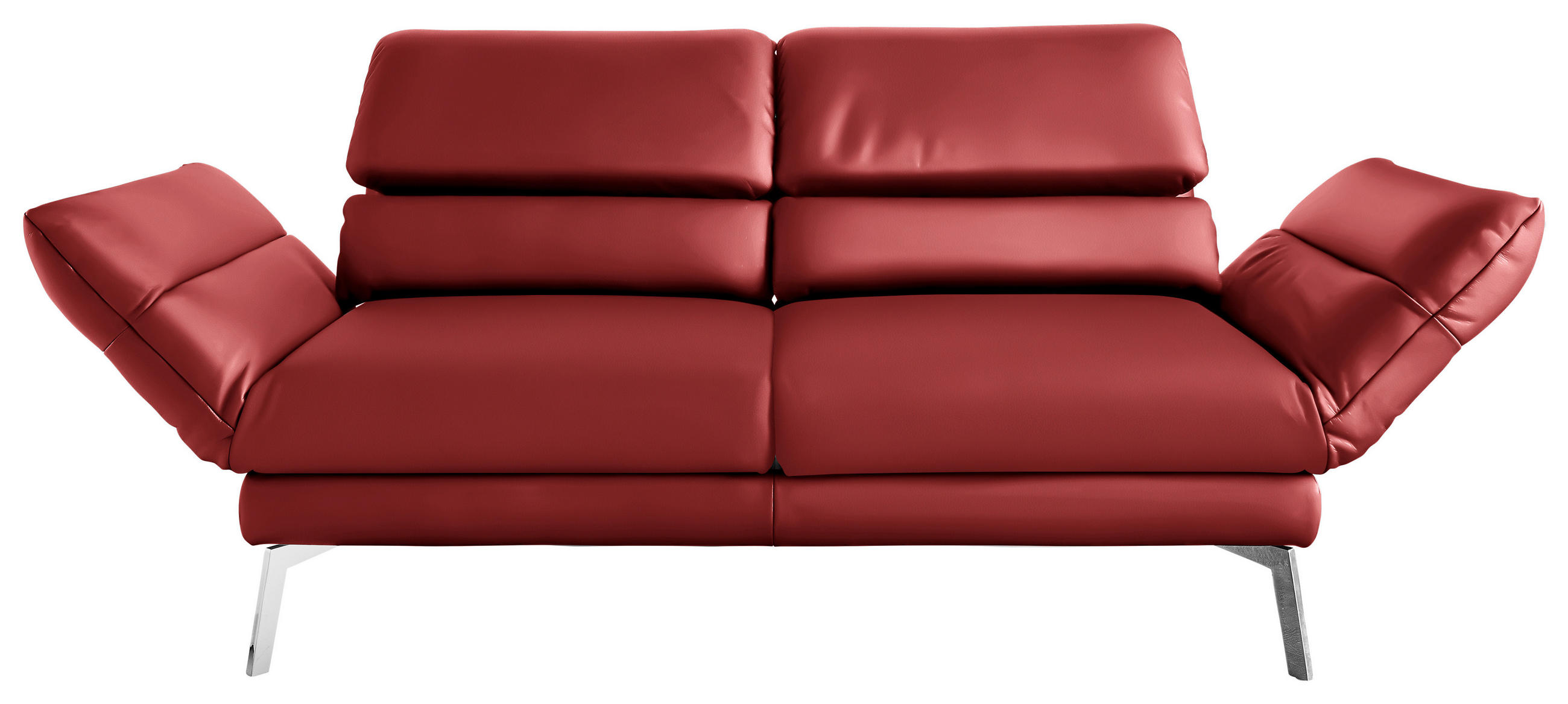2-SITZER-SOFA in Echtleder Rot  - Chromfarben/Rot, Design, Leder/Metall (178-226/82/96-177cm) - Dieter Knoll