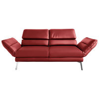 2-SITZER-SOFA in Echtleder Rot  - Chromfarben/Rot, Design, Leder/Metall (178-226/82/96-177cm) - Dieter Knoll
