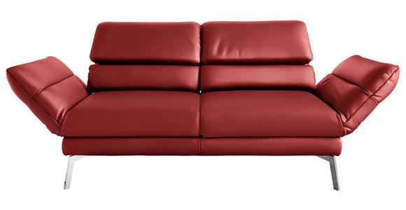 2-SITZER-SOFA Echtleder Rot  - Chromfarben/Rot, Design, Leder/Metall (178-226/82/96-177cm) - Dieter Knoll