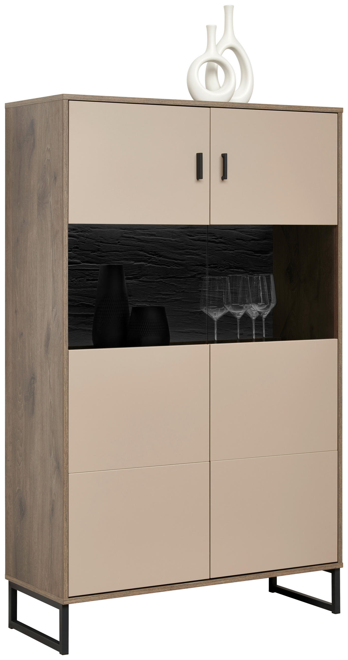HIGHBOARD  94/152/37 cm  - Eichefarben/Anthrazit, MODERN, Glas/Holzwerkstoff (94/152/37cm) - Hom`in