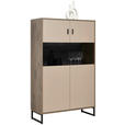 HIGHBOARD  94/152/37 cm  - Eichefarben/Anthrazit, MODERN, Glas/Holzwerkstoff (94/152/37cm) - Hom`in
