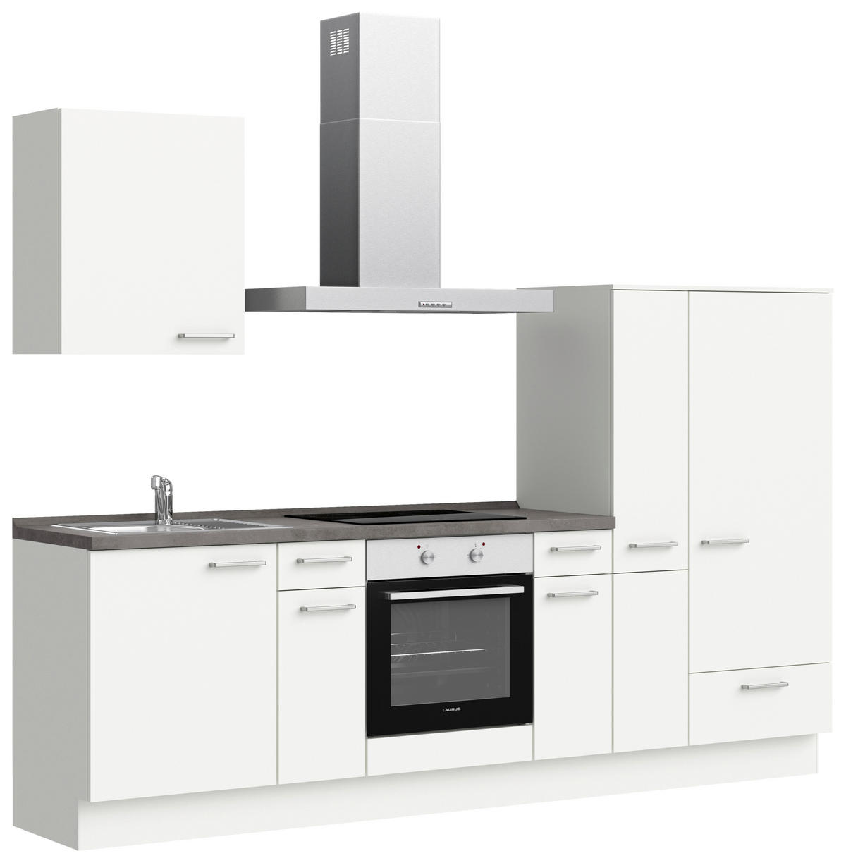 KÜCHENBLOCK 270 cm   in Weiß, Schieferfarben  - Schieferfarben/Edelstahlfarben, MODERN, Holzwerkstoff/Metall (270cm) - Nobilia