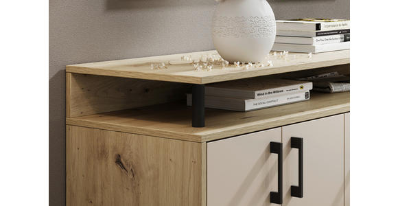 SIDEBOARD in 139/90/34 cm - Kaschmir/Schwarz, KONVENTIONELL, Holzwerkstoff/Kunststoff (139/90/34cm) - Carryhome