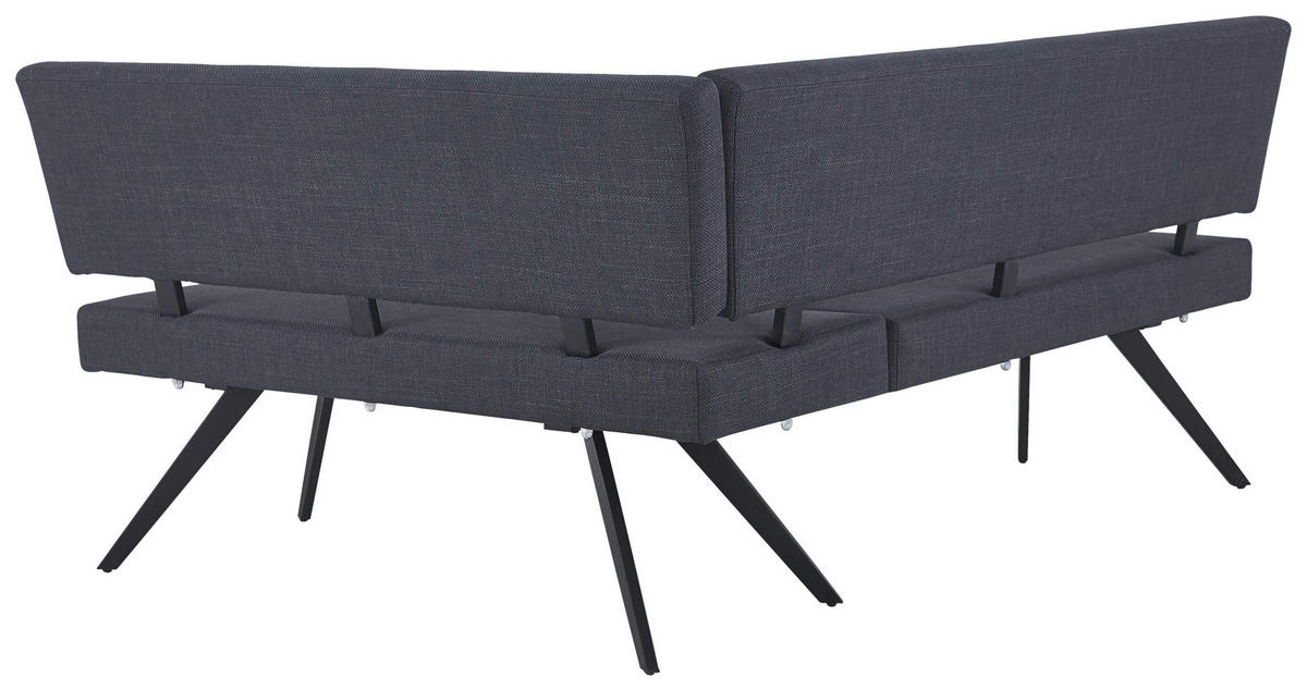 ECKBANK 190/150 cm Leinenoptik Dunkelgrau   - Dunkelgrau/Schwarz, KONVENTIONELL, Textil/Metall (190/150cm) - MID.YOU
