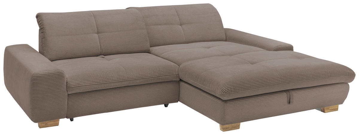 ECKSOFA Greige Cord  - Greige/Eichefarben, Design, Holz/Textil (276/198cm) - SetOne by Musterring