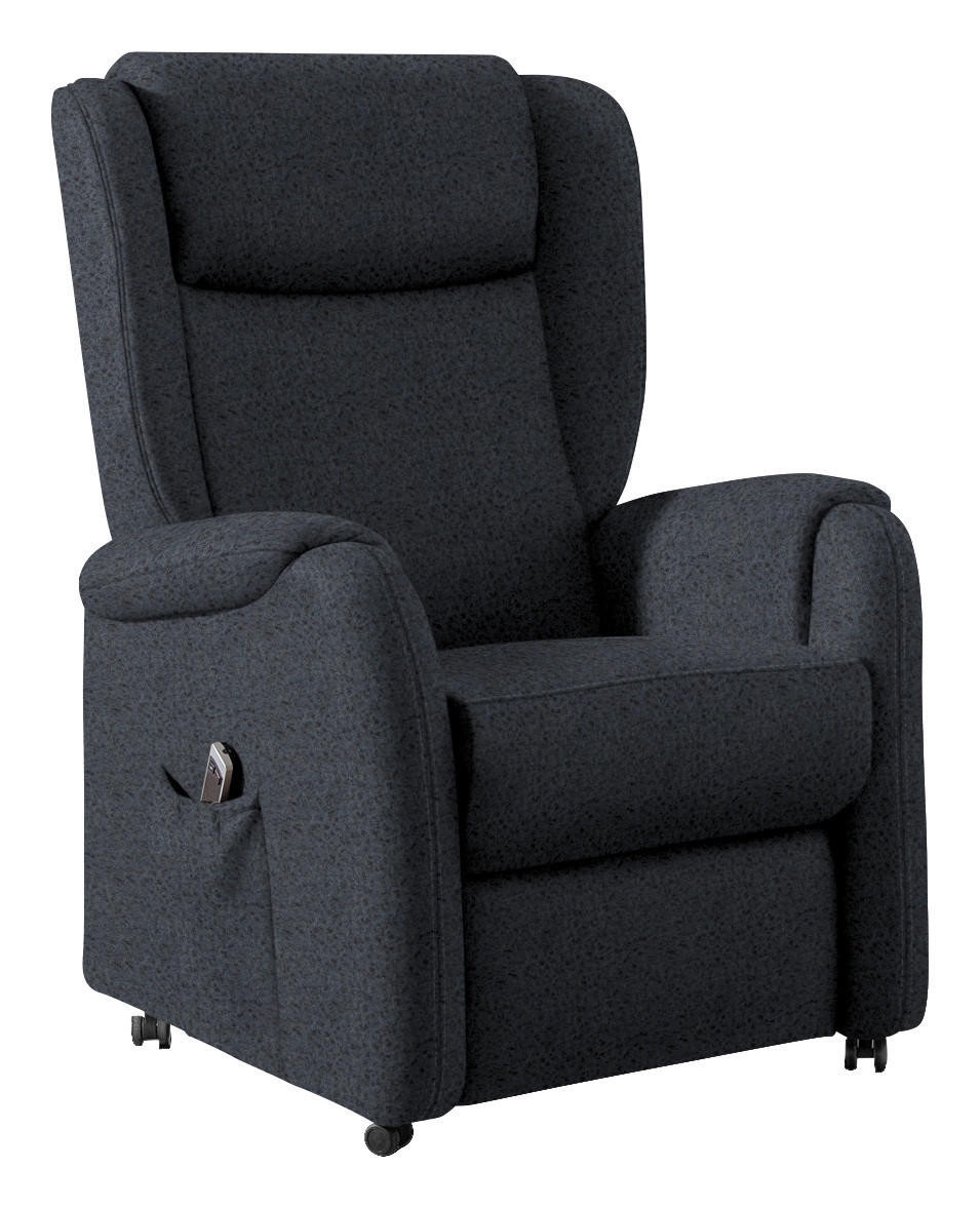 OHRENSESSEL in Mikrofaser Dunkelblau  - Schwarz/Dunkelblau, Konventionell, Textil (85/117/84cm) - Cantus
