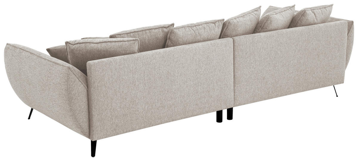 BIGSOFA in Flachgewebe Beige  - Beige/Schwarz, Design, Textil/Metall (311/95/130cm) - Livetastic