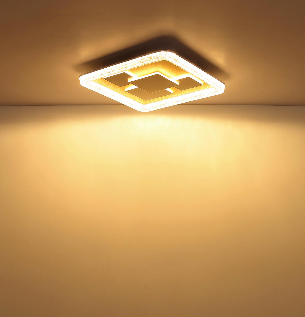 LED-DECKENLEUCHTE 48,8/48,8/7 cm   - Klar/Goldfarben, Design, Kunststoff/Metall (48,8/48,8/7cm) - Globo