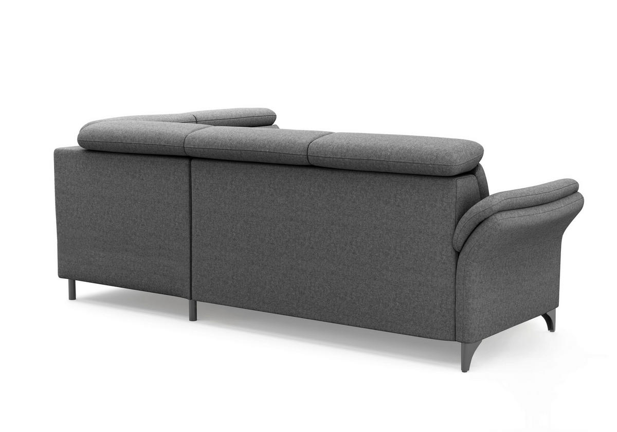 ECKSOFA Flachgewebe Dunkelgrau  - Dunkelgrau/Schwarz, Konventionell, Textil/Metall (247/193cm) - Sit & More