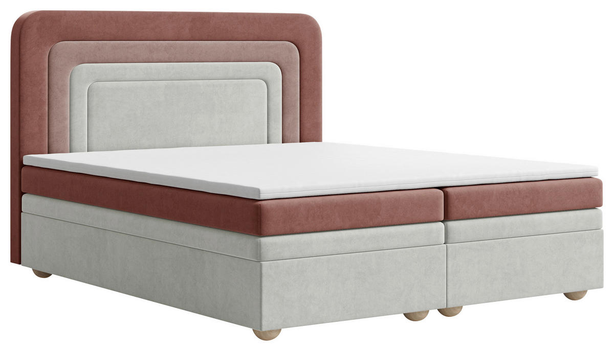 BOXBETT 140/200 cm  in Creme, Rosa, Beere  - Beere/Creme, MODERN, Holz/Kunststoff (140/200cm) - MID.YOU
