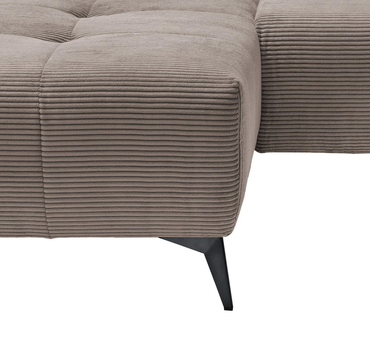 ECKSOFA Graubraun Cord  - Graubraun/Schwarz, MODERN, Textil/Metall (180/258cm) - Livetastic