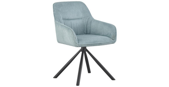 ARMLEHNSTUHL  Stoffauswahl, Sitzfläche 360° drehbar, inklusive Armlehnen Cord  - Schwarz/Hellblau, Design, Textil/Metall (56/83/62cm) - Carryhome
