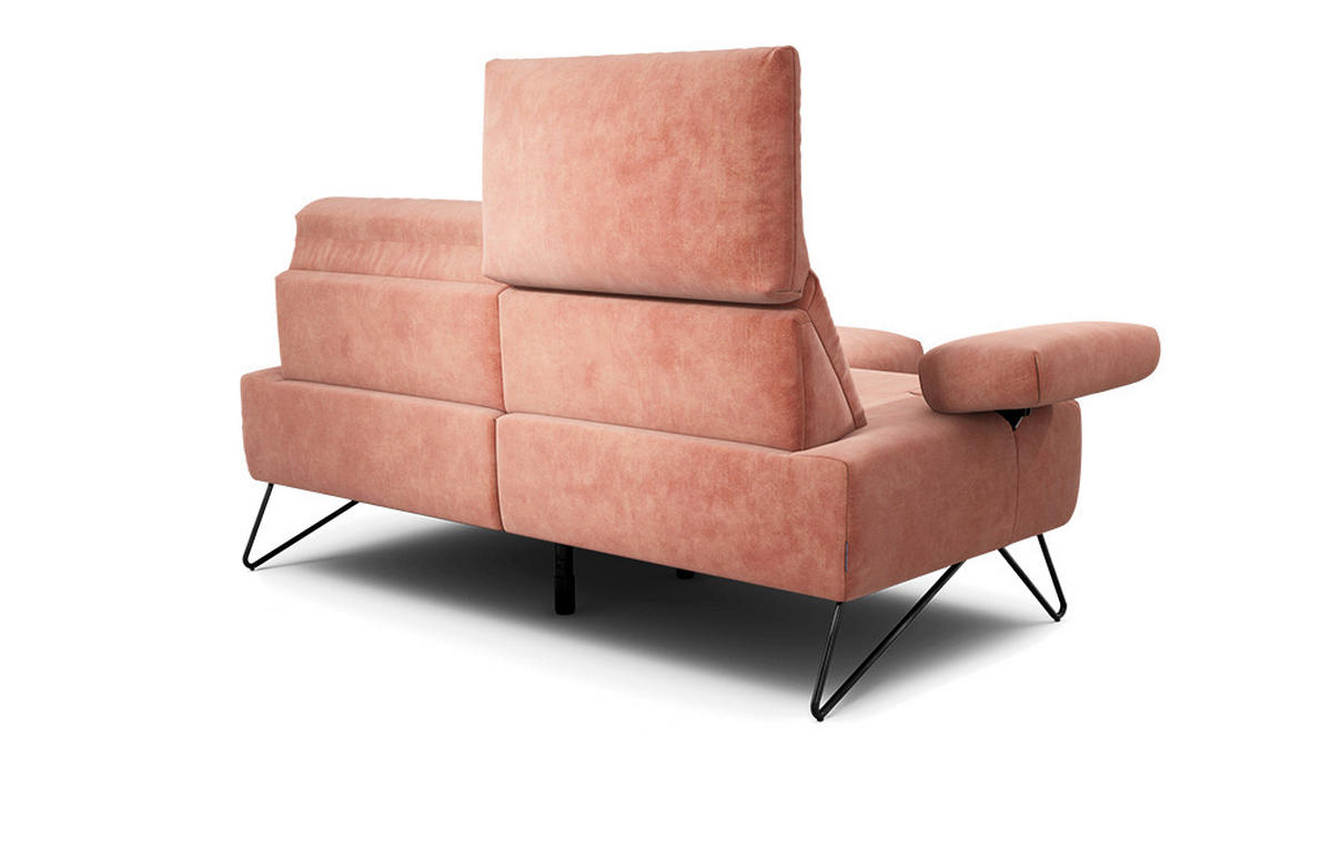 2-SITZER-SOFA Samt Rosa  - Schwarz/Rosa, Design, Textil/Metall (164-194/85/86-94cm) - SENSOO
