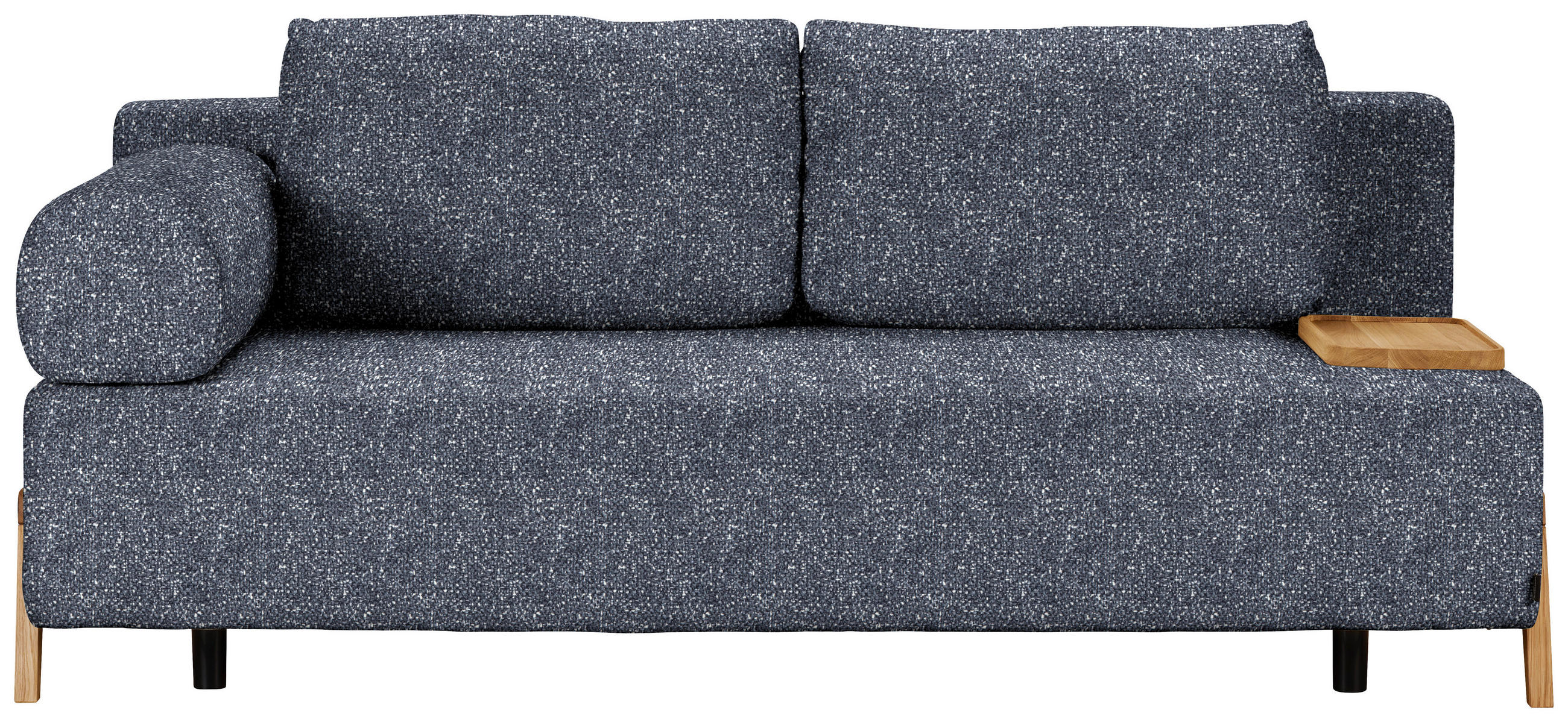 SCHLAFSOFA  mit Stoffauswahl, Armlehnen seitenverkehrt montierbar, Armteil links Bouclé Dunkelblau  - Naturfarben/Dunkelblau, Design, Holz/Textil (211/88/102cm) - Niels Andersson