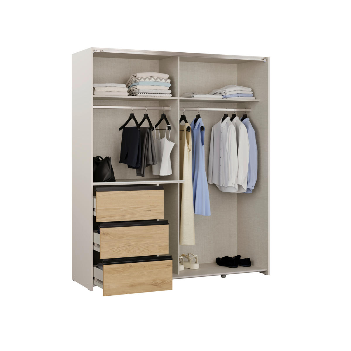 ORMAR S KLIZNIM VRATIMA boje hrasta, boje pijeska   - boje hrasta/boje pijeska, Moderno, drvni materijal/metal (170,3/200,5/61,2cm) - Carryhome