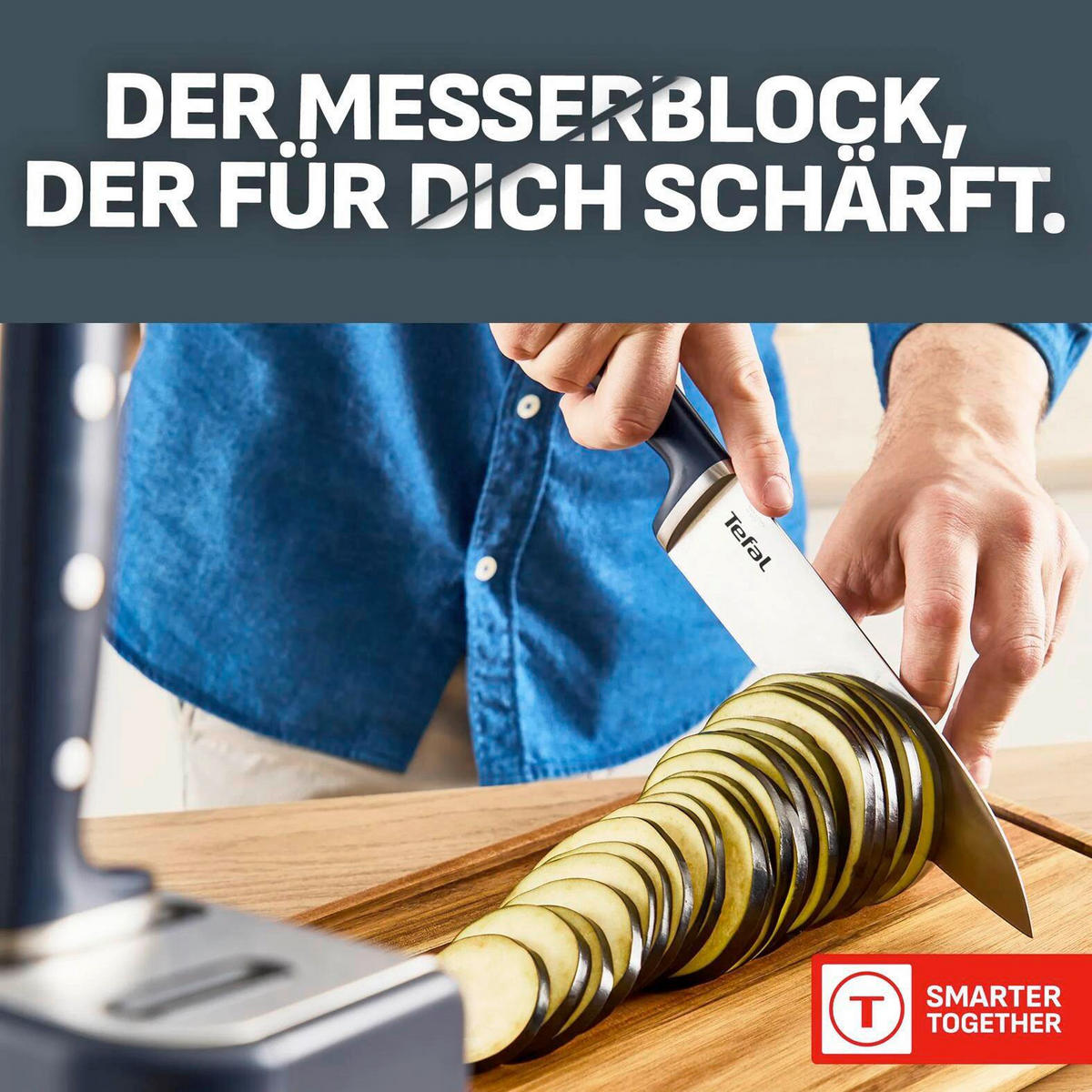 BLOK NA NOŽE  6dílné - tmavě modrá, Konvenční, kov/plast - Tefal