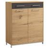 KOMMODE  in 86/105/37 cm  - Edelstahlfarben/Eichefarben, Design, Glas/Holz (86/105/37cm)