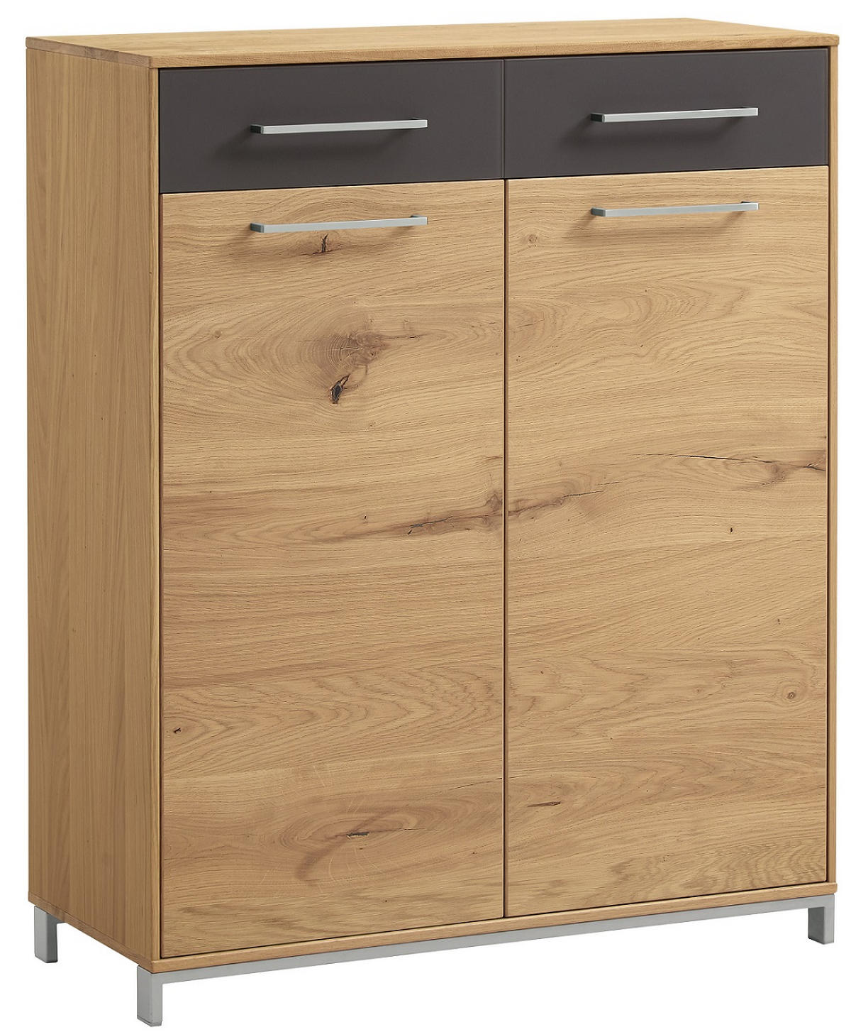 GARDE-ROBE 4-teilig  in 220/195/31 cm  - Eichefarben/Anthrazit, Design, Glas/Holz (220/195/31cm)