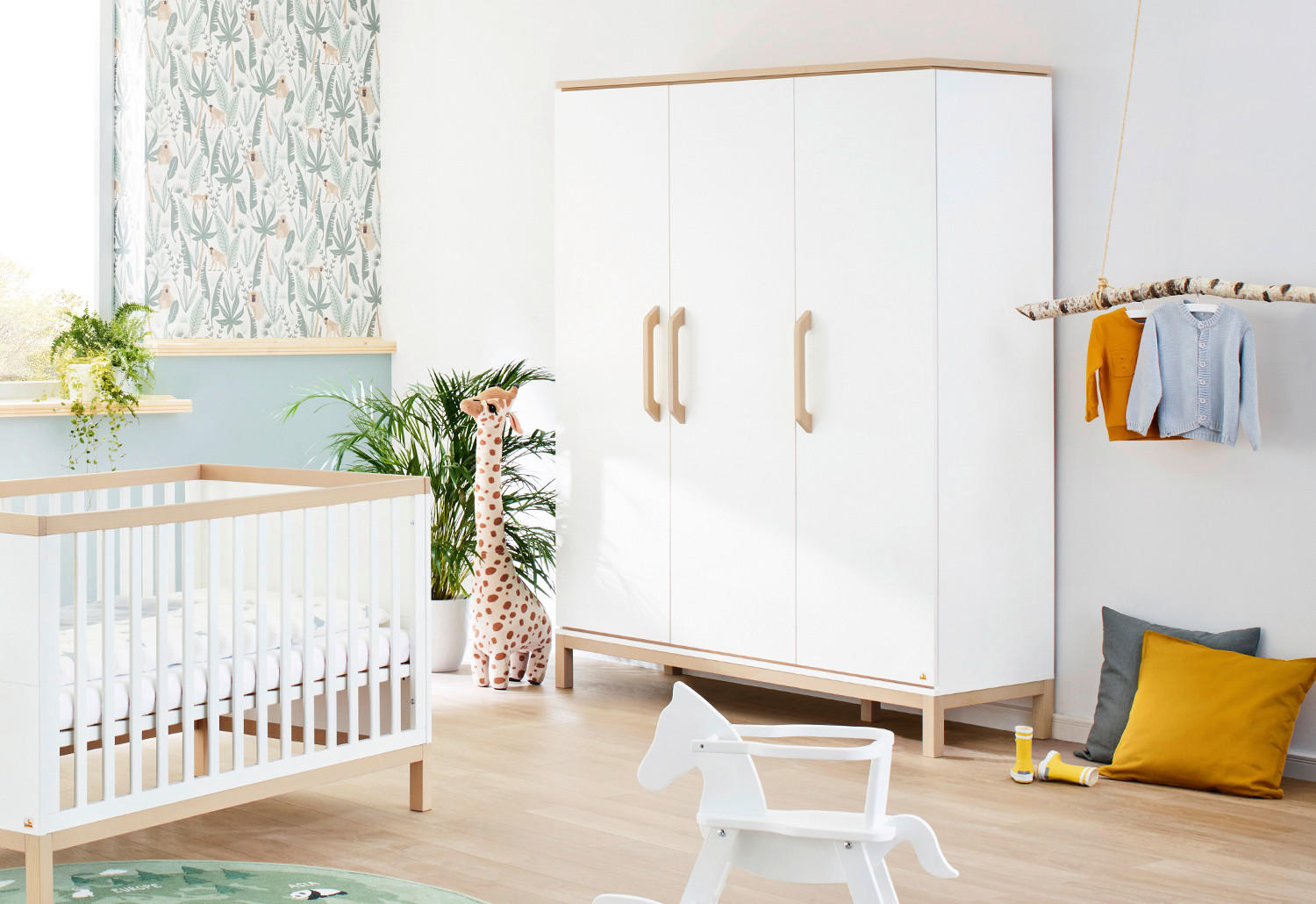BABYKLEIDERSCHRANK PINOLINO LIGHT Weiß, Ahornfarben  - Ahornfarben/Weiß, Design, Holz/Holzwerkstoff (150/190/56cm) - Pinolino