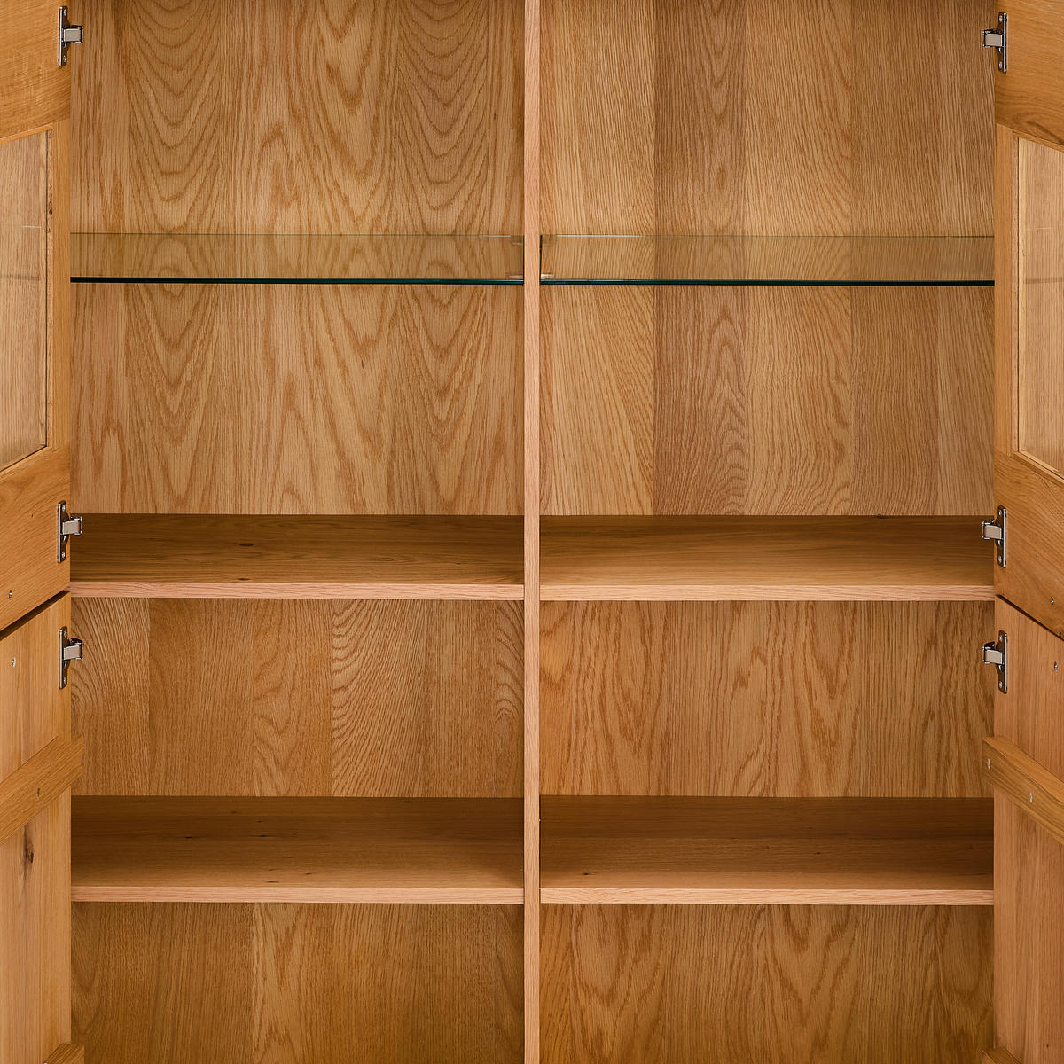 VITRINE in furniert Eiche Klar, Naturfarben  - Klar/Silberfarben, Design, Glas/Holz (121/40/143cm) - MID.YOU