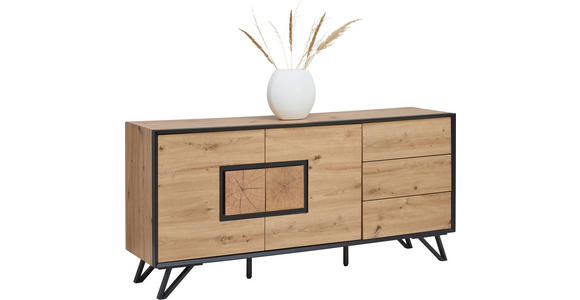 SIDEBOARD  in 160/75/40 cm  - Eichefarben/Schwarz, Holzwerkstoff/Metall (160/75/40cm) - Xora