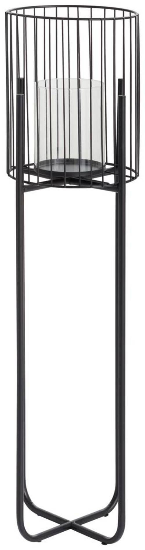 WINDLICHT  - Schwarz, MODERN, Glas/Metall (22/73/22cm)