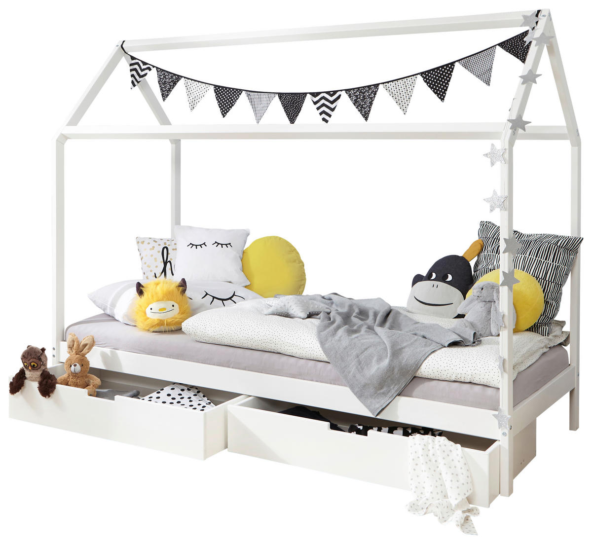 HAUSBETT 90/200 cm Weiss  - Weiss, Modern, Holz (90/200cm) - MID.YOU