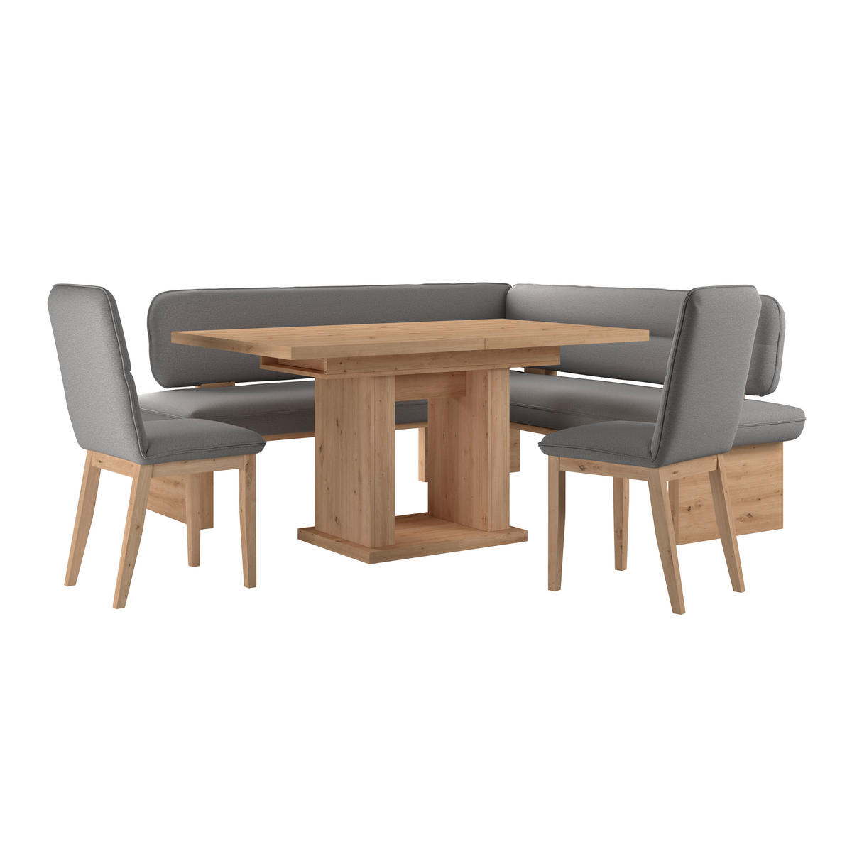 ECKBANK 192/170 cm Webstoff Dunkelgrau Eiche Sperrholz   - Eichefarben/Dunkelgrau, KONVENTIONELL, Holz/Textil (192/170cm) - Livetastic