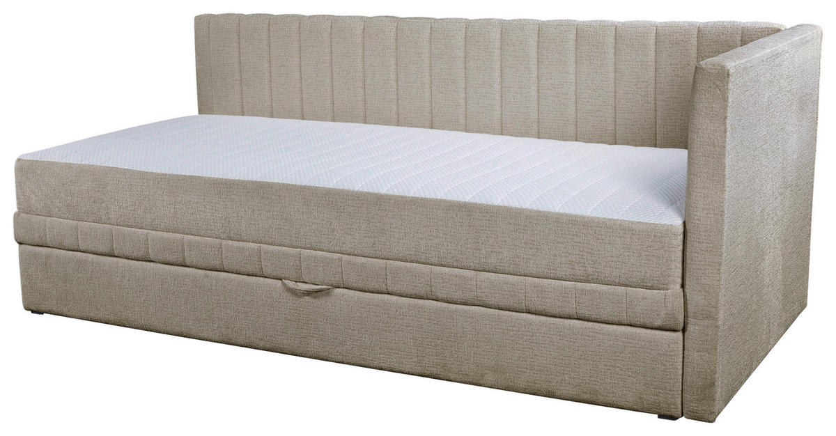 SCHLAFSOFA ROMA in Chenille, Jacquard Hellbraun  - Hellbraun/Schwarz, Design, Kunststoff/Textil (212/83/99cm) - MID.YOU