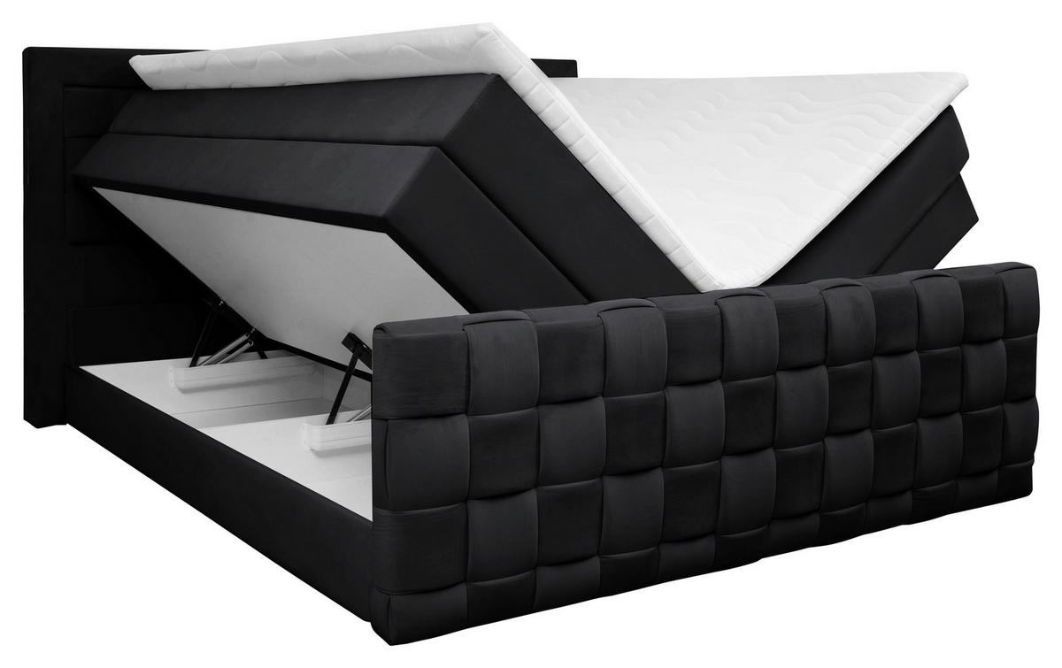 BOXSPRINGBETT 140/200 cm  in Schwarz  - Schwarz, MODERN, Textil (140/200cm) - Livetastic