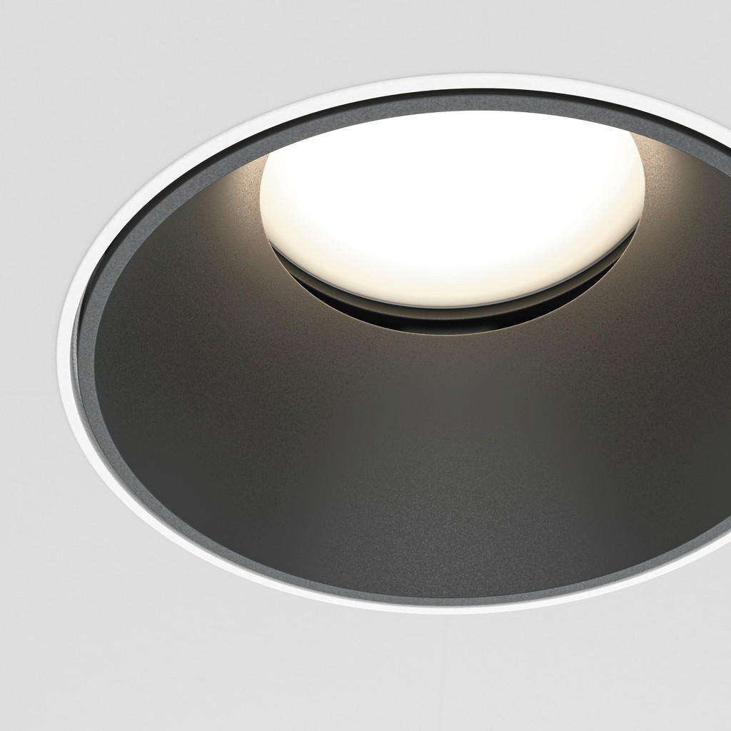 Thumbnail - Maytoni Deckenleuchte Downlight, Schwarz, Weiß, Metall, rund,rund, 10.2x3.7x10.2 cm, CE, gleichmäßige Lichtverteilung, L...