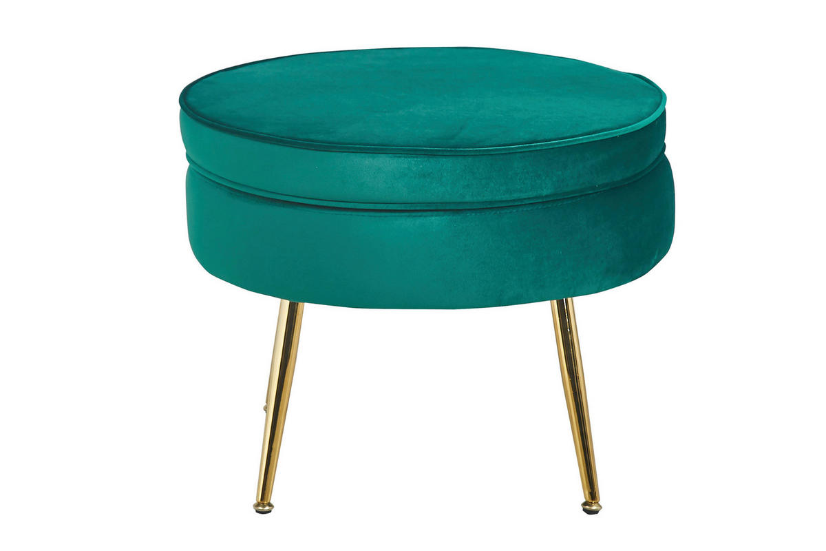 HOCKER in Textil Grün  - Goldfarben/Grün, MODERN, Textil/Metall (52/41/52cm) - Livetastic