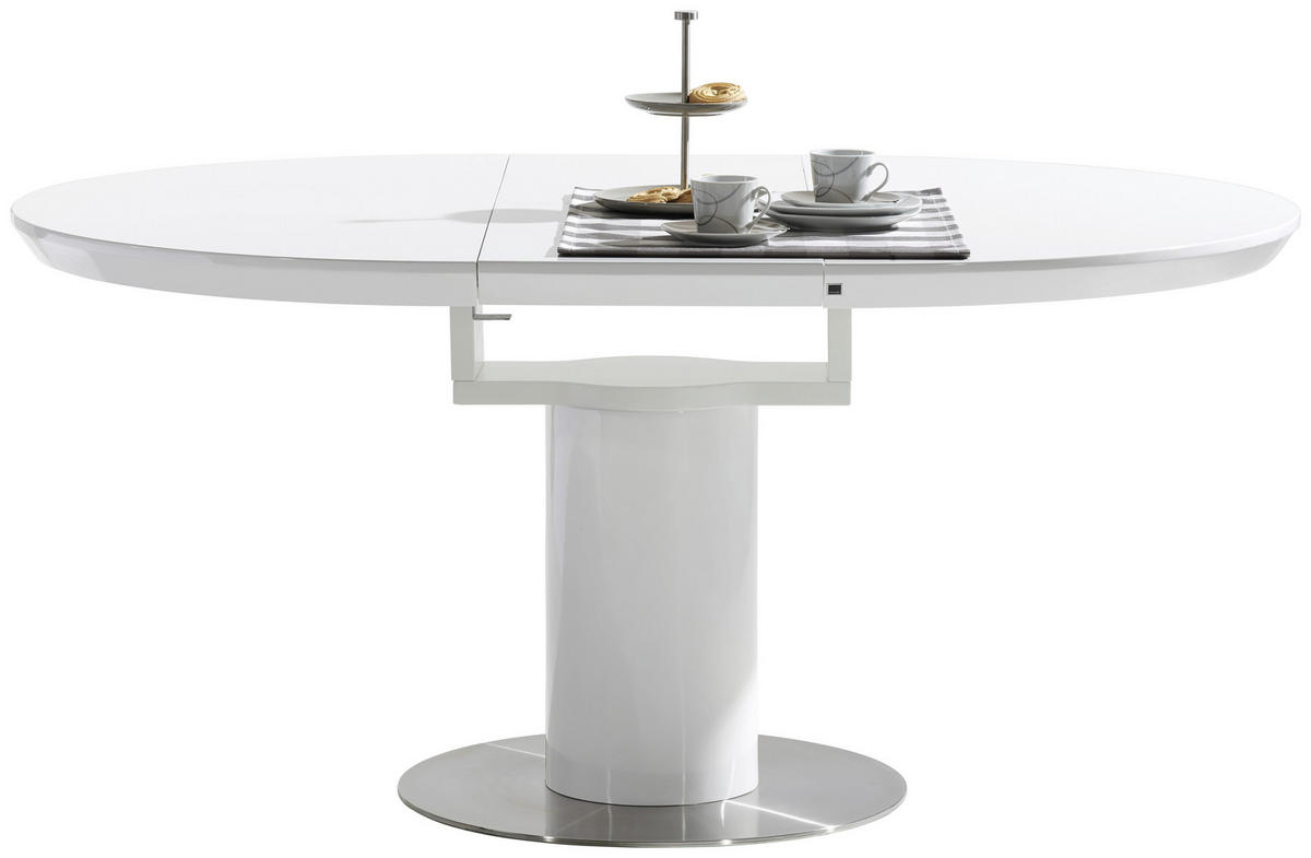 STOL ZA BLAGOVAONICU  bijela, boje oplemenjenog čelika  metal, drvni materijal      - bijela/boje oplemenjenog čelika, Design, drvni materijal/metal (120-160/76/120cm) - Novel