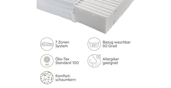 KOMFORTSCHAUMMATRATZE 100/200 cm  - Weiß, Basics, Textil (100/200cm) - Sleeptex