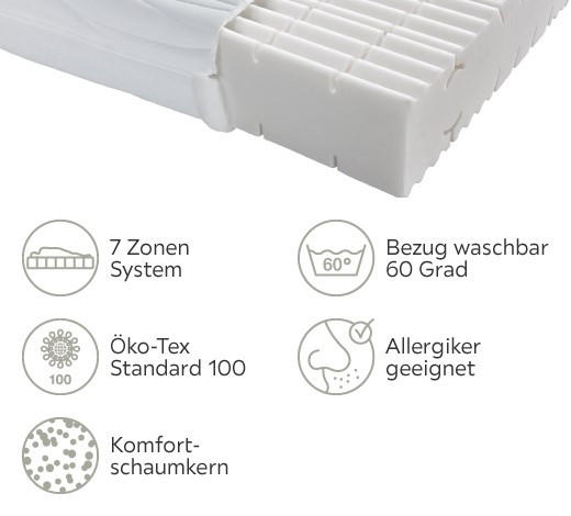 KOMFORTSCHAUMMATRATZE 100/220 cm Höhe ca. 18 cm  - Weiß, Basics, Textil (100/220cm) - Sleeptex