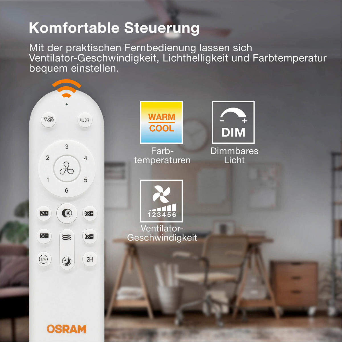 DECKENVENTILATOR - Design (49/13,5cm) - Osram