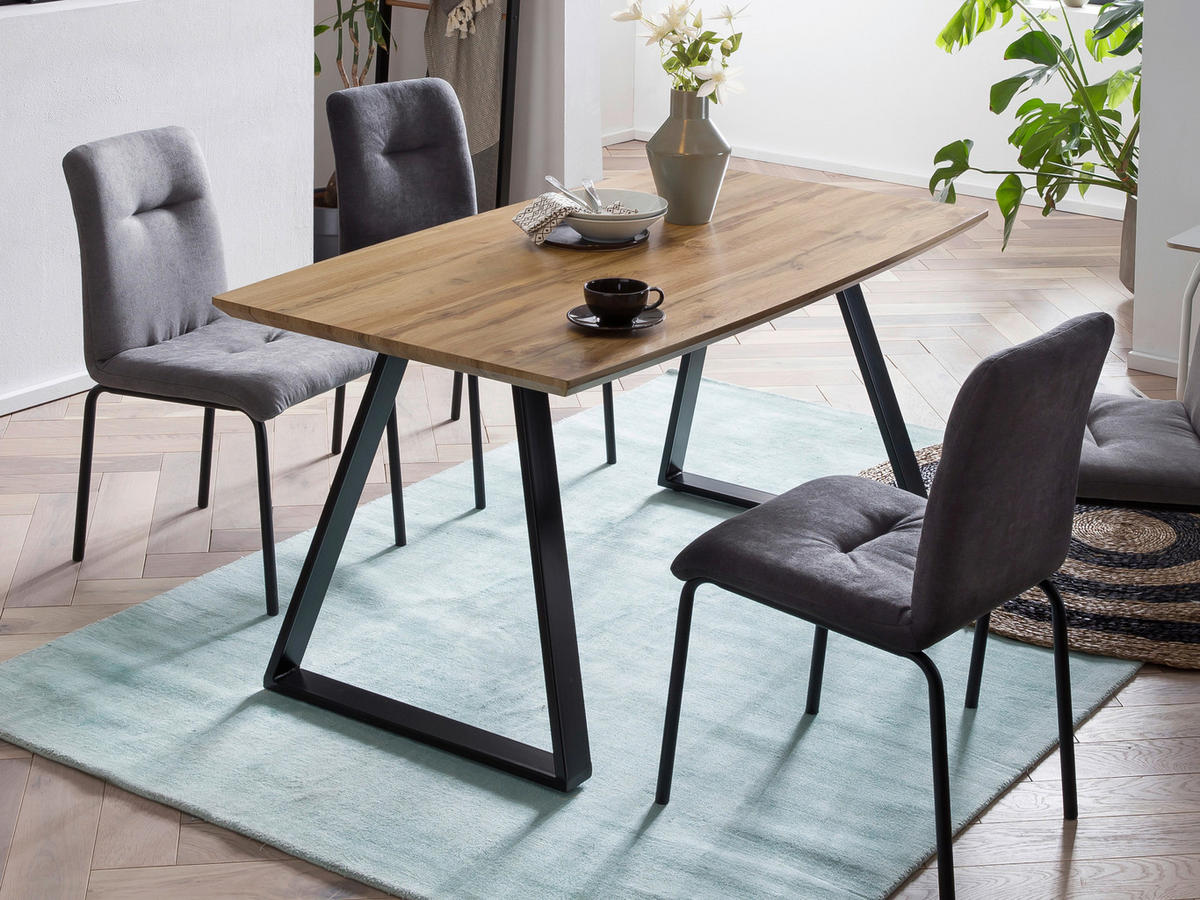 STUHL-SET 2 Stück  in  - Dunkelgrau/Schwarz, Design, Textil/Metall (44,5/87/55,5cm) - Livetastic