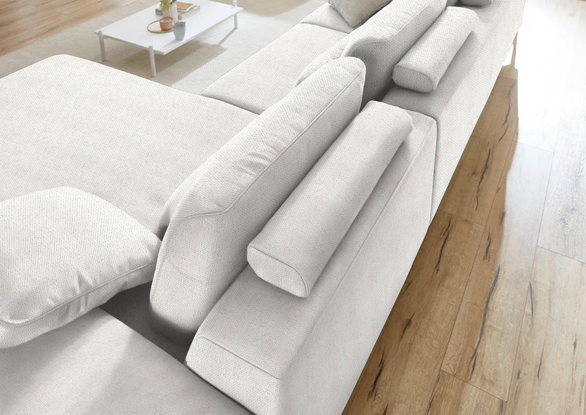 CANAPÉ D'ANGLE in Flachgewebe Weiss  - Wildeiche/Weiss, Design, Holz/Textil (334/193cm) - Niels Andersson