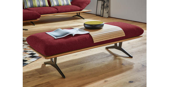HOCKERBANK in Holz, Textil Rot - Rot/Schwarz, Design, Holz/Textil (150/43/60cm) - Dieter Knoll