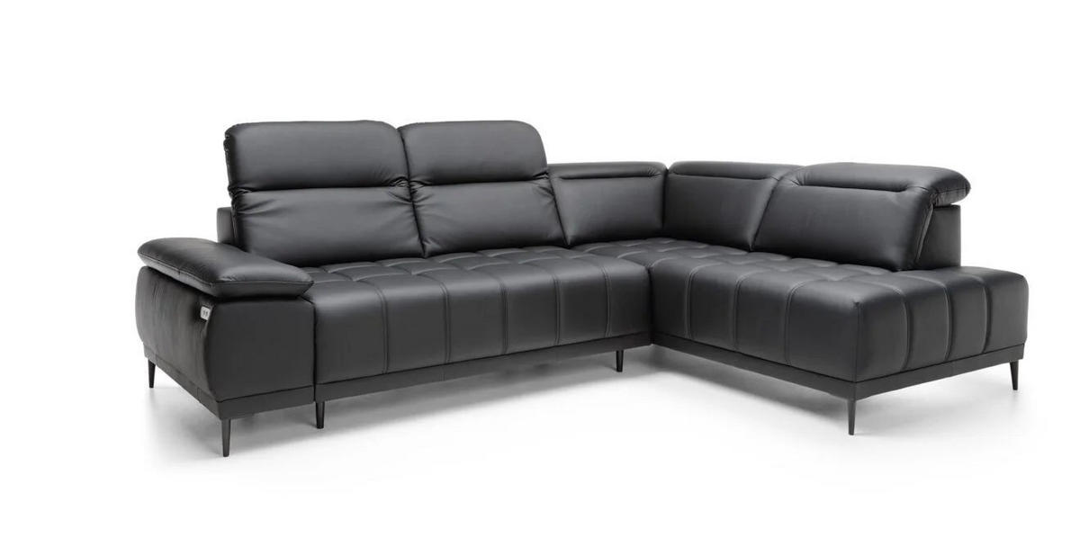 UGAONA GARNITURA crna  - crna, Moderno, koža/metal (278x204/82-98/106cm) - Welnova