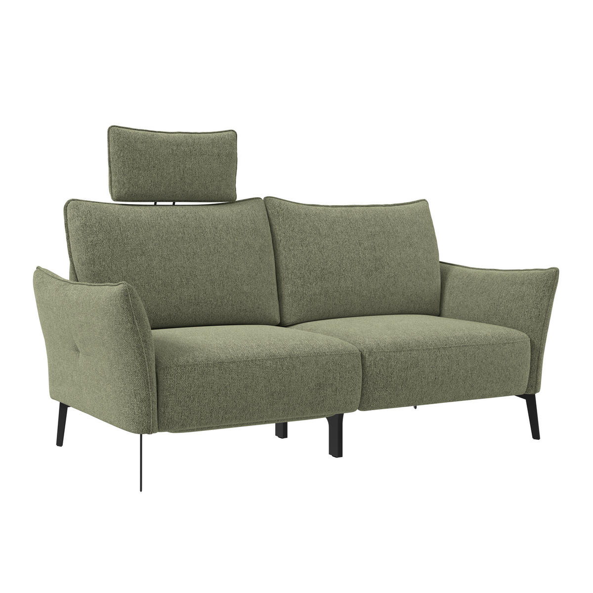 3-SITZER-SOFA Chenille Grün  - Schwarz/Grün, Konventionell, Textil/Metall (184/90/92cm) - Elegando